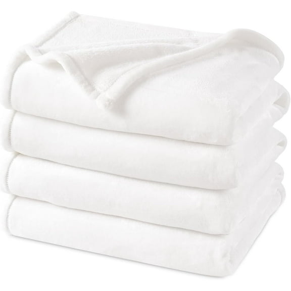 PHF Fleece Queen Blanket, Fuzzy Soft Lightweight Blankets for Bed, Sofa, Suitable for All Season, White, 90x90 inches