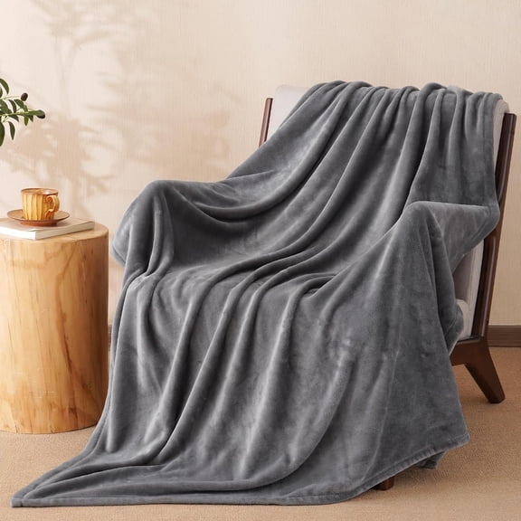PHF Fleece Throw Blanket, Fuzzy Soft Lightweight Blankets for Bed, Sofa, Suitable for All Season, Grey, 50x60 inches