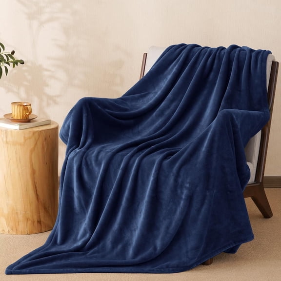 PHF Fleece Throw Blanket, Fuzzy Soft Lightweight Blankets for Bed, Sofa, Suitable for All Season, Navy Blue, 50x60 inches