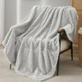 thumbnail image 1 of PHF Lightweight Throw Size Fleece Blanket, Contemporary Flannel Fleece 3D Jacquard Aesthetic Fluffy Blanket, No Shedding, No Pilling, 50" x 60", Light Grey, 1 of 9