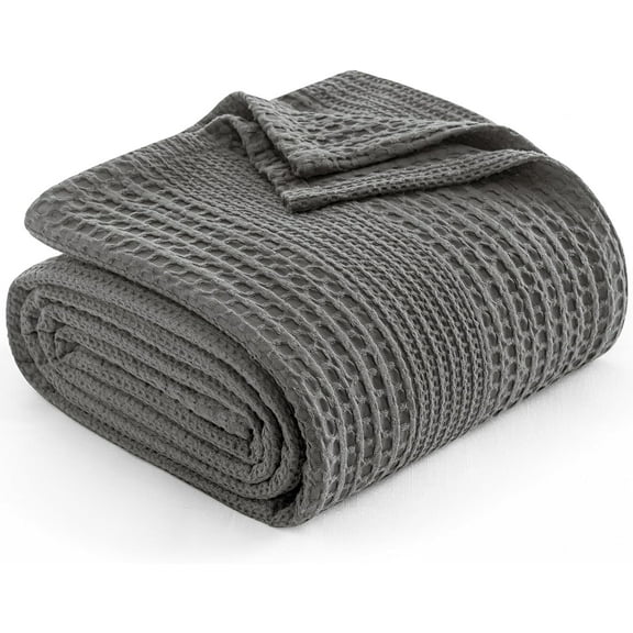PHF Ultra Soft Waffle Weave Blanket King Size for Bed, Lightweight and Breathable Blanket, Perfect for Hot Sleepers, 104"x 90", Grey