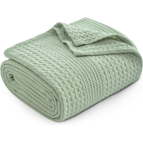 PHF Ultra Soft Waffle Weave Blanket Queen Size for Bed, Lightweight and Breathable Blanket, Perfect for Hot Sleepers, 90"x 90", Sage Green