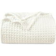 thumbnail image 1 of PHF Ultra Soft Waffle Weave Blanket Twin Size, Washed Lightweight Summer Breathable Blankets for Hot Sleeper, Coconut White, 66x90 inches, 1 of 7