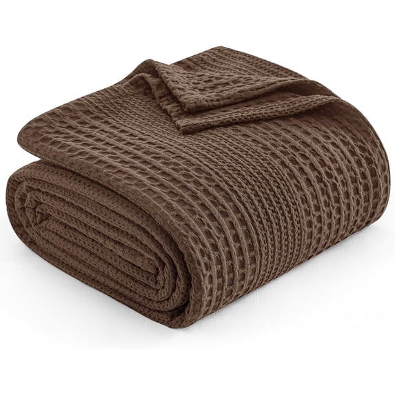 PHF Ultra Soft Waffle Weave Blanket Twin Size for Bed, Lightweight and Breathable Blanket, Perfect for Hot Sleepers, 66"x 90", Chocolate