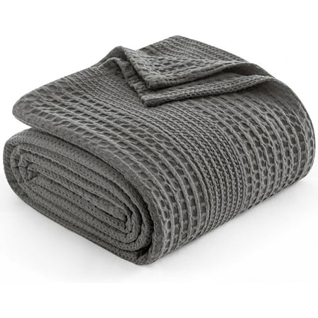 PHF Ultra Soft Waffle Weave Blanket Twin Size for Bed, Lightweight and Breathable Blanket, Perfect for Hot Sleepers, 66"x 90", Grey