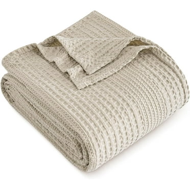 PHF Ultra Soft Waffle Weave Blanket Twin Size for Bed, Lightweight and Breathable Blanket, Perfect for Summer & Hot Sleepers, 66"x 90", Natural