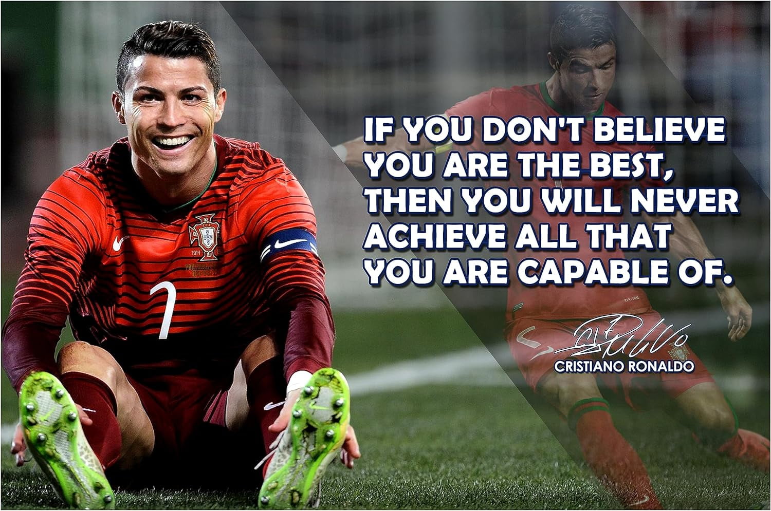 PHFZJYOU Cristiano Ronaldo Quote Quotes Mens Soccer Pro Coaching Growth ...