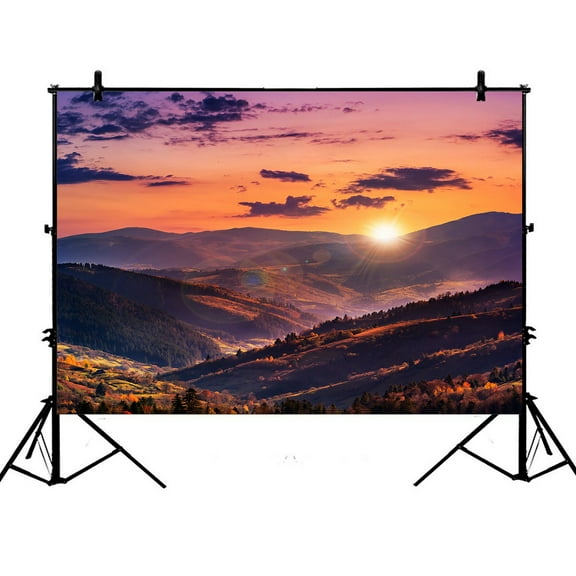 PHFZK 7x5ft Autumn Landscape Backdrops, Forest on a Hillside at Sunset Time Photography Backdrops Polyester Photo Background Studio Props