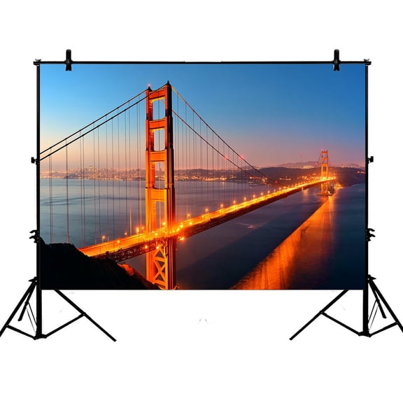 PHFZK 7x5ft Cityscape Backdrops, Golden Gate Bridge New York City Photography Backdrops Polyester Photo Background Studio Props