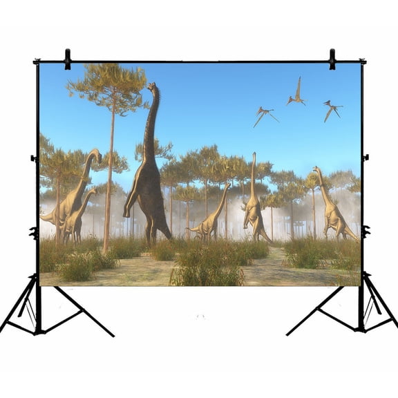 PHFZK 7x5ft Forest Backdrops, Animal Ancient Dinosaurs Photography Backdrops Polyester Photo Background Studio Props