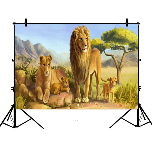 PHFZK 7x5ft Wildlife Animal Backdrops, Lion and Tiger Photography Backdrops Polyester Photo Background Studio Props