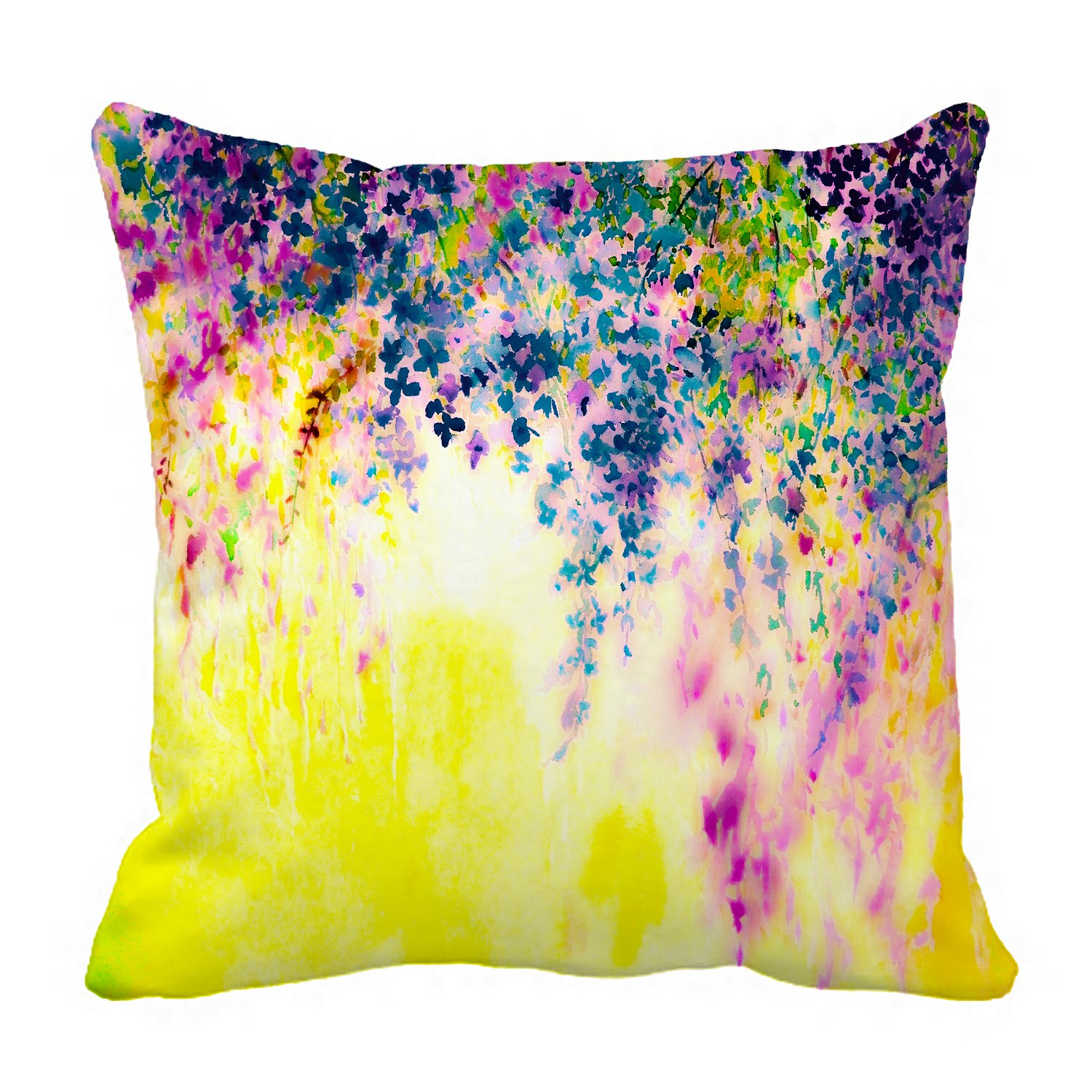 PHFZK Abstract Pillow Case, Watercolor Painting Colorful Flowers and