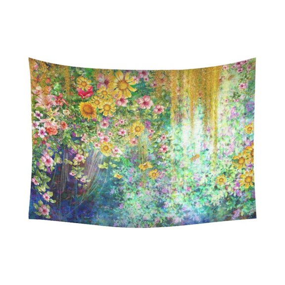 PHFZK Abstract Wall Art Home Decor, Watercolor Flower Floral Design Muticolor Tapestry Wall Hanging 60 X 80 Inches