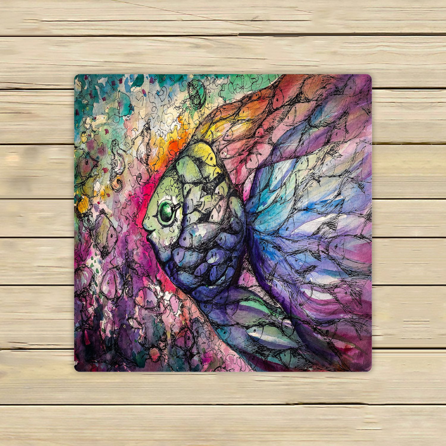 PHFZK Abstract art Ocean Animal Towel, Fish on the Coral Reef Hand