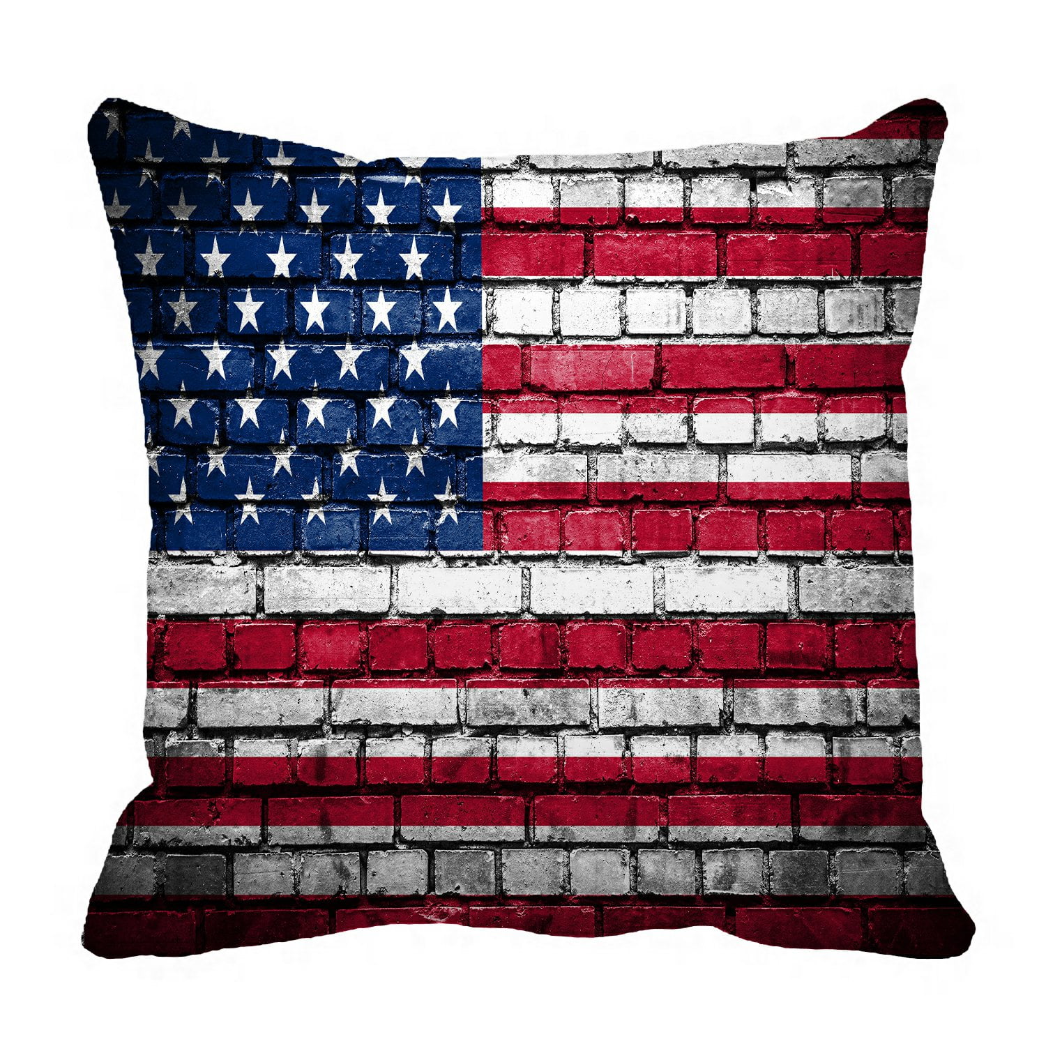 PHFZK American Flag Pillow Case, Brick Wall with Flag of United States