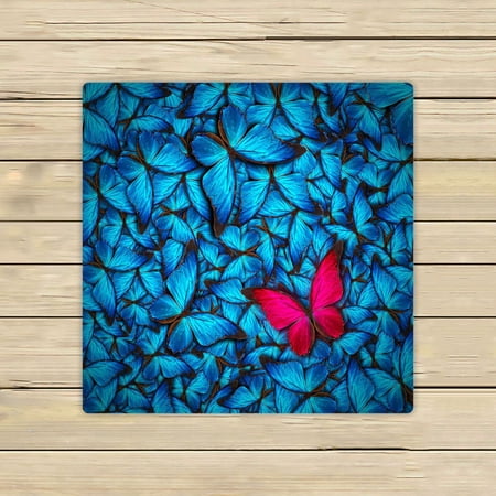 PHFZK Animal Towel, Beautiful Butterflies Blue Red Hand Towel Bath Bathroom Shower Towels Beach Towel 13x13 inches