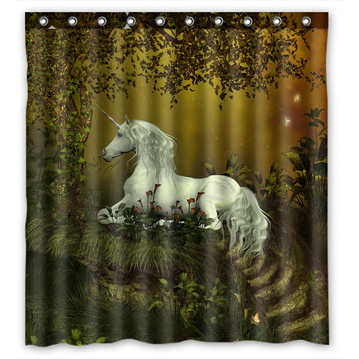PHFZK Beautiful Animal Shower Curtain, Mystical Unicorn Polyester