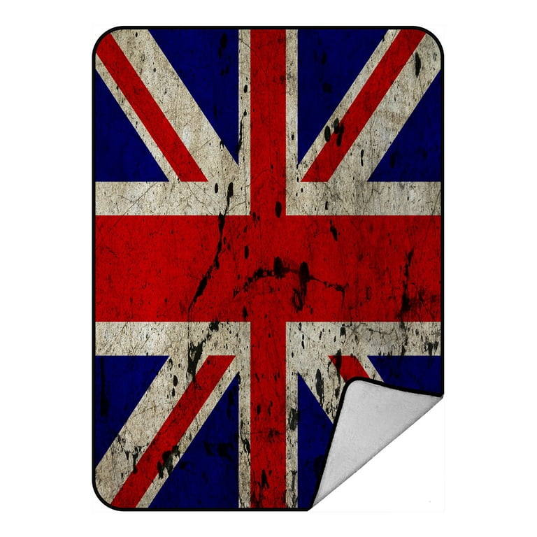 PHFZK British Flag Blanket Union Jack Flag Vintage Style Fleece Blanket Crystal Velvet Front and Lambswool Sherpa Fleece Back Throw Blanket