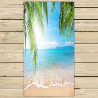 YYZZH Pretty Tropical Beach Palm Tree Holiday Ocean Kitchen Hand Towels  with Hook & Loop Set of 2 Absorbent Bath Hand Towel Hanging Tie Towel