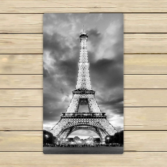 PHFZK City Landmark Towel, Paris Eiffel Tower Black and White Hand Towel Bath Bathroom Shower Towels Beach Towel 16x28 inches