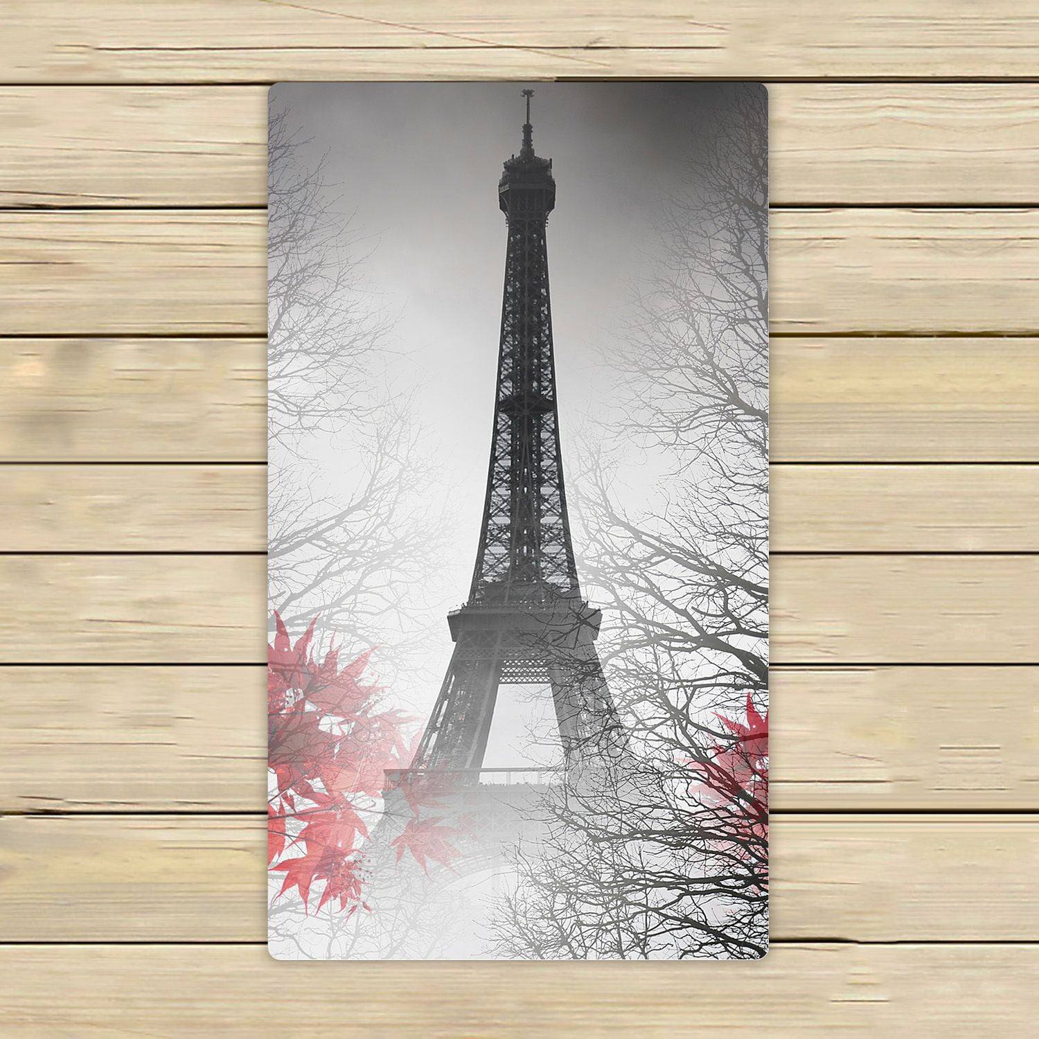 PHFZK Cityscape Towel, Eiffel Tower in Paris and Red Tree Hand Towel