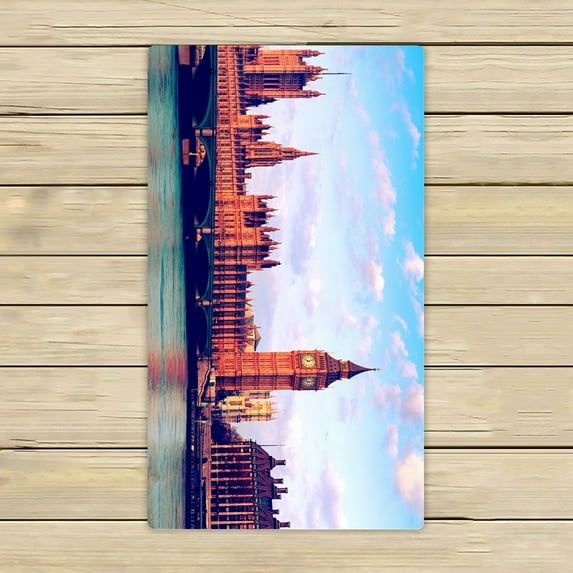 PHFZK Cityscape Towel, London Elizabeth Tower Big Ben UK Landscape Hand Towel Bath Bathroom Shower Towels Beach Towel 16x28 inches