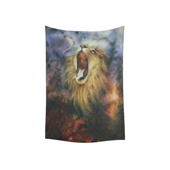 PHFZK Cosmos Universe Galaxy Wall Art Home Decor, Painting of a Roaring Lion Tapestry Wall Hanging 40 X 60 Inches