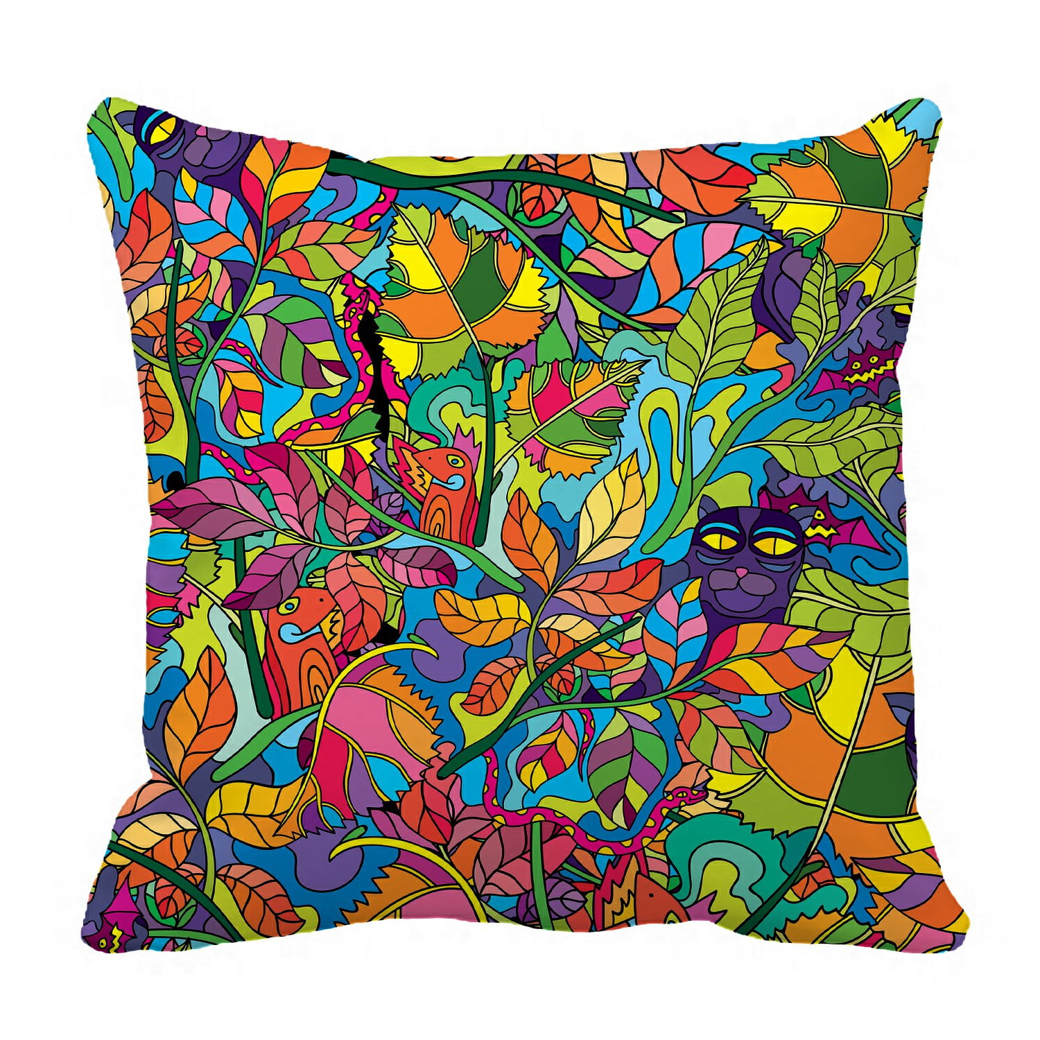 PHFZK Floral Colorful Pillow Case, Psychedelic Jungle Forest Pillowcase