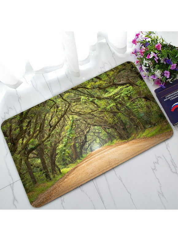 PHFZK Forest Way Long Leaves Real Tree Doormat, Natural Theme Doormat Outdoors/Indoor Doormat Home Floor Mats Rugs Size 30x18 inches