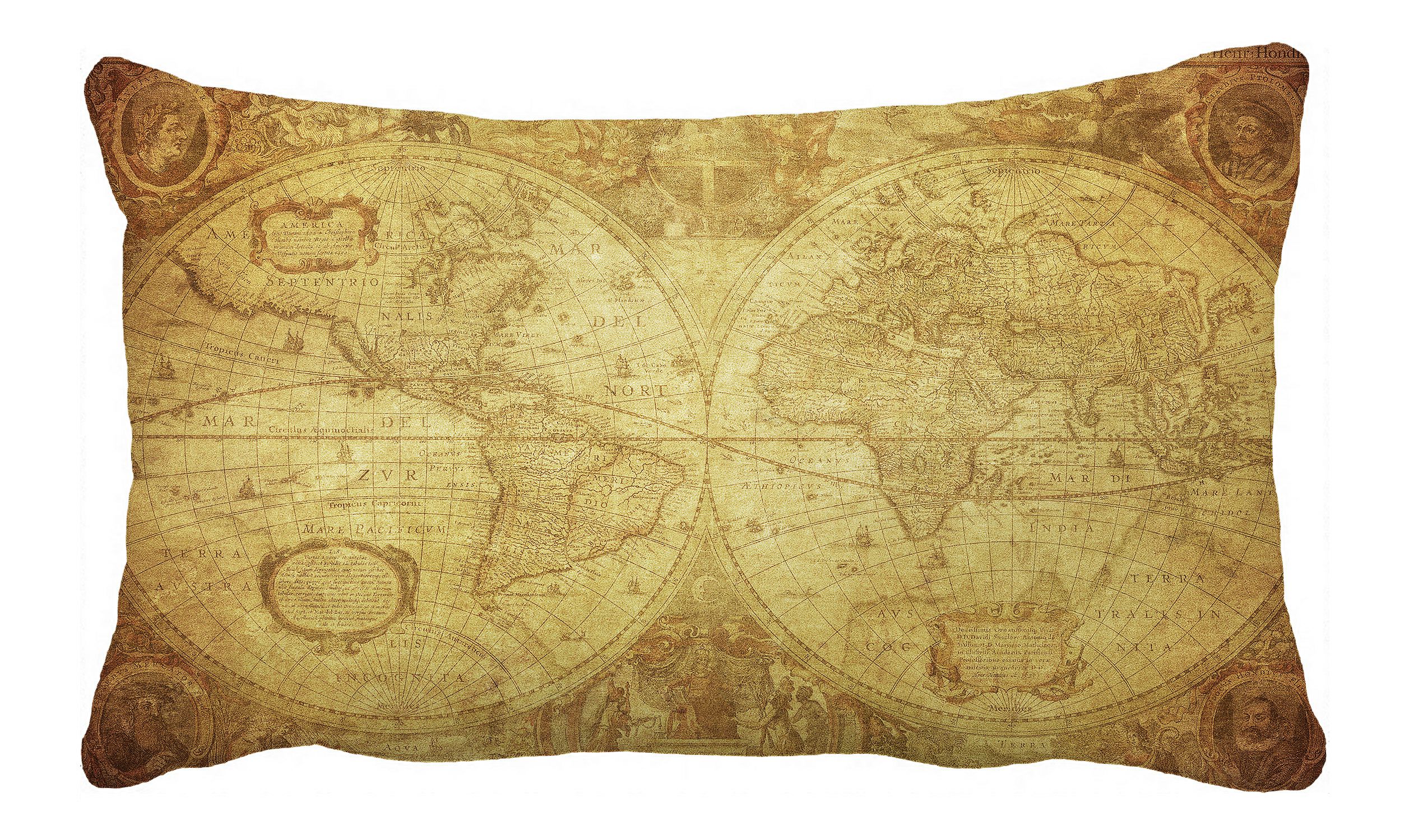 PHFZK Global Map Pillow Case, Ancient World Map Pillowcase Throw Pillow