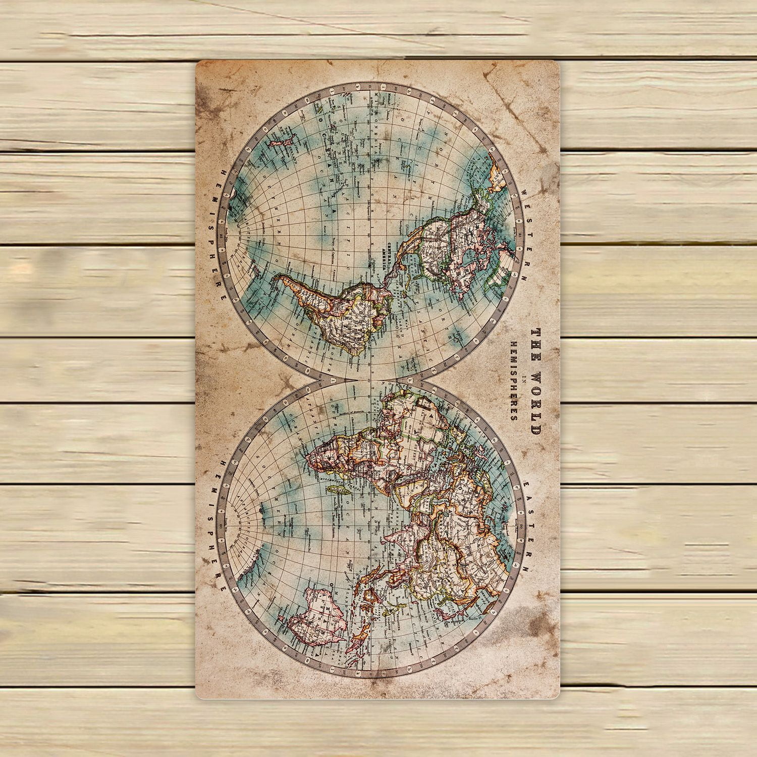 PHFZK Global Map Towel, Vintage Retro Style Old World Map from 1800s ...