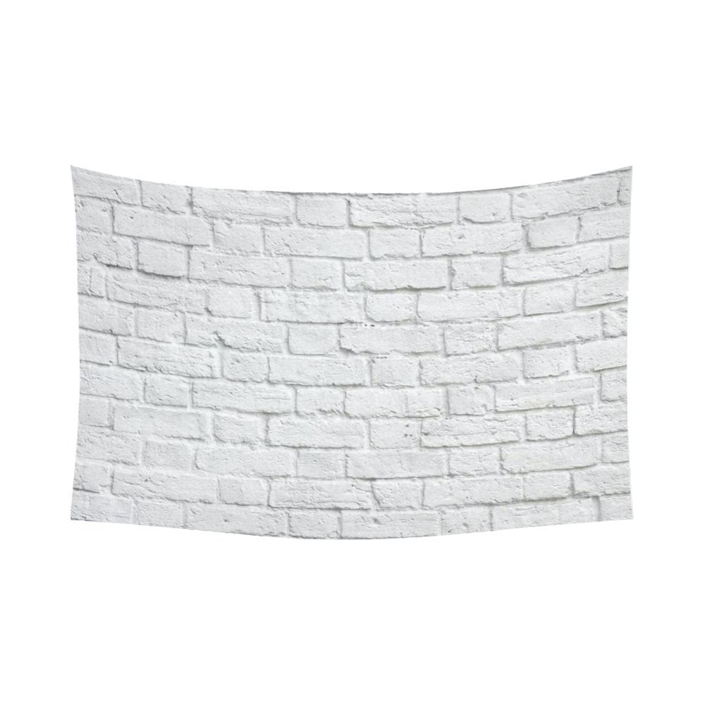 PHFZK Home Decor, White Brick Wall Tapestry Wall Hanging 60 X 90 Inches