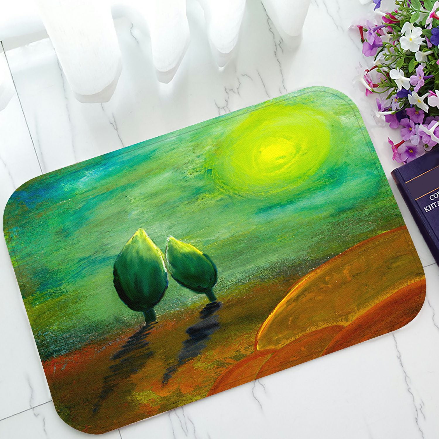 PHFZK Landscape Doormat, Nature Art Painting for Love and Hope Concept
