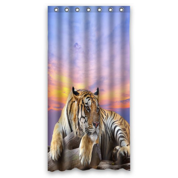 PHFZK Lying Tiger under Beautiful Sky Polyester Fabric Bathroom Shower Curtain 36x72 inches