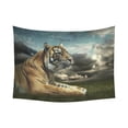 thumbnail image 1 of PHFZK Nature Wildlife Wall Art Home Decor, Animal Tiger under Dramatic Sky with Clouds Tapestry Wall Hanging 80 X 60 Inches, 1 of 2