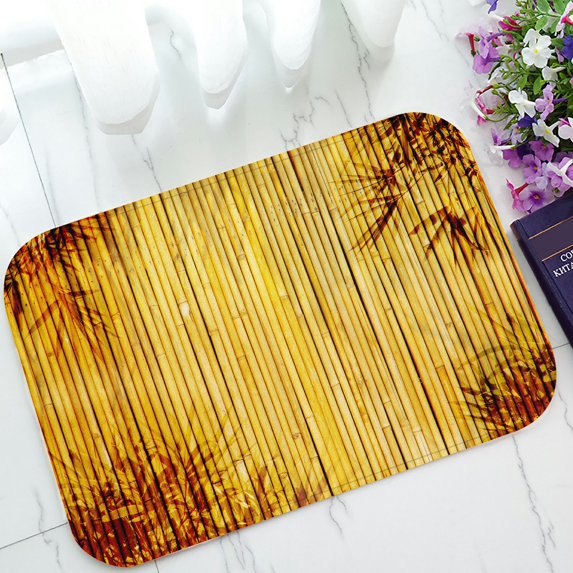 PHFZK Nature Wood Doormat, Bamboo and Leaves Doormat Outdoors/Indoor Doormat Home Floor Mats Rugs Size 23.6x15.7 inches
