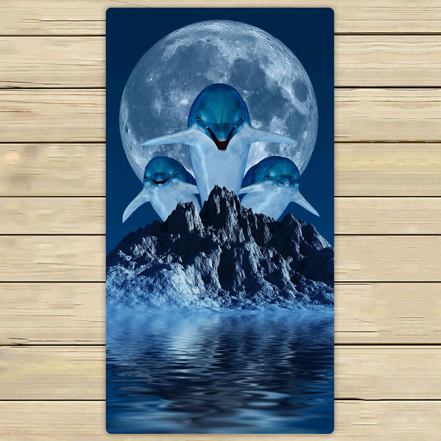 PHFZK Ocean Animal Towel, Dolphins with Moon Hand Towel Bath Bathroom