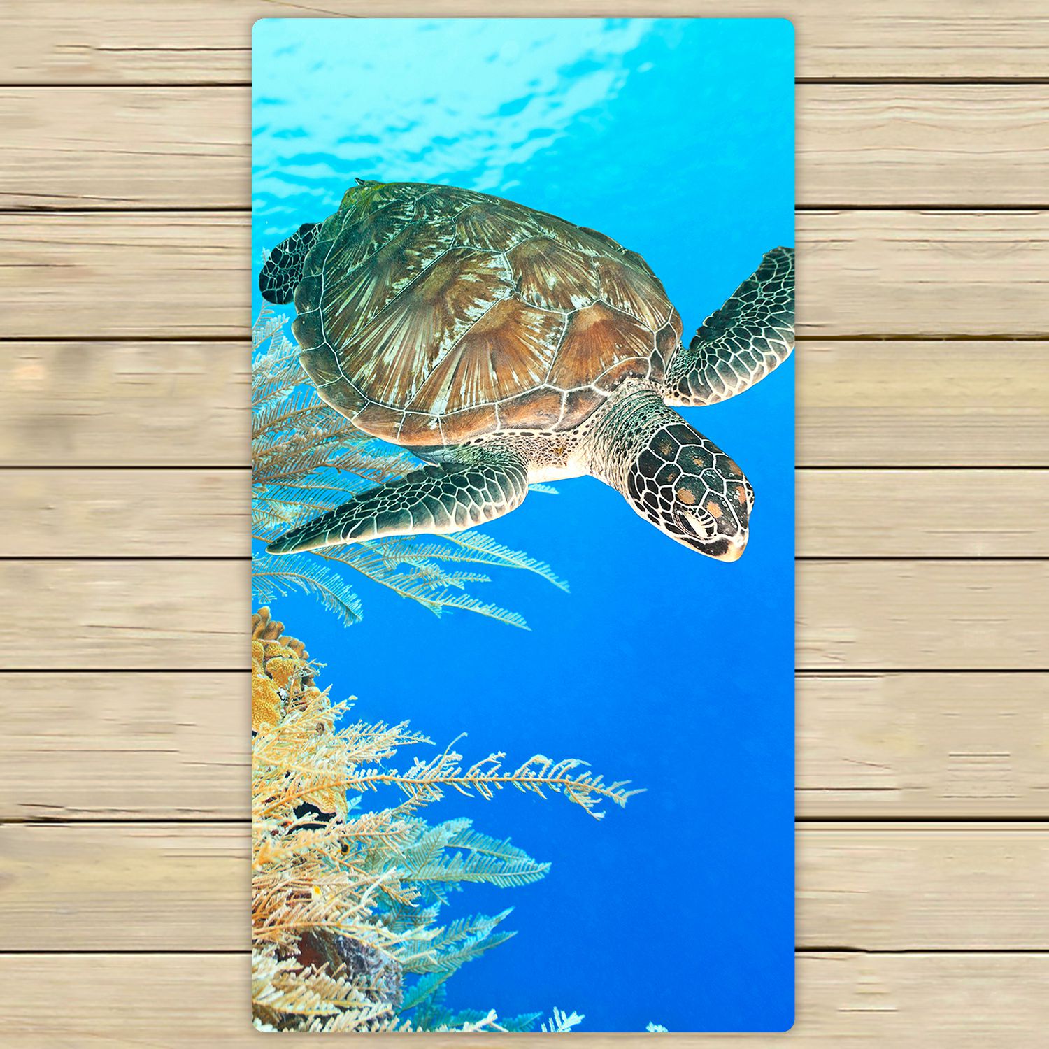 PHFZK Ocean Towel, Underwater World Sea Turtle and Coral Reef Hand