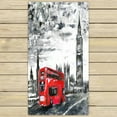 thumbnail image 1 of PHFZK Oil Painting Cityscape Towel, Street View of London Big Ben, Bus on Road Artwork Hand Towel Bath Bathroom Shower Towels Beach Towel 30x56 inches, 1 of 3