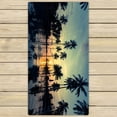 thumbnail image 1 of PHFZK Seascape Towel, Beautiful Sunset on Tropical Beach with Palm Tree Hand Towel Bath Bathroom Shower Towels Beach Towel 30x56 inches, 1 of 3