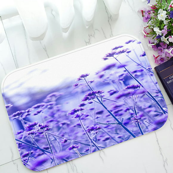 PHFZK Tree of Life Doormat, Purple Lavender Flowers Field Doormat Outdoors/Indoor Doormat Home Floor Mats Rugs Size 23.6x15.7 inches