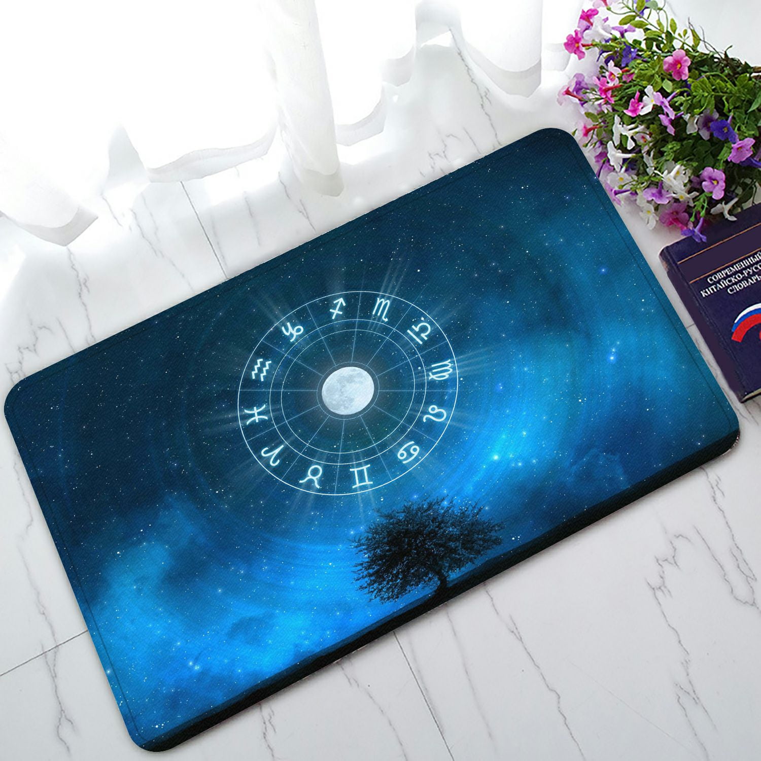 PHFZK Tree of Life Doormat, Zodiac Signs Horoscope Doormat Outdoors
