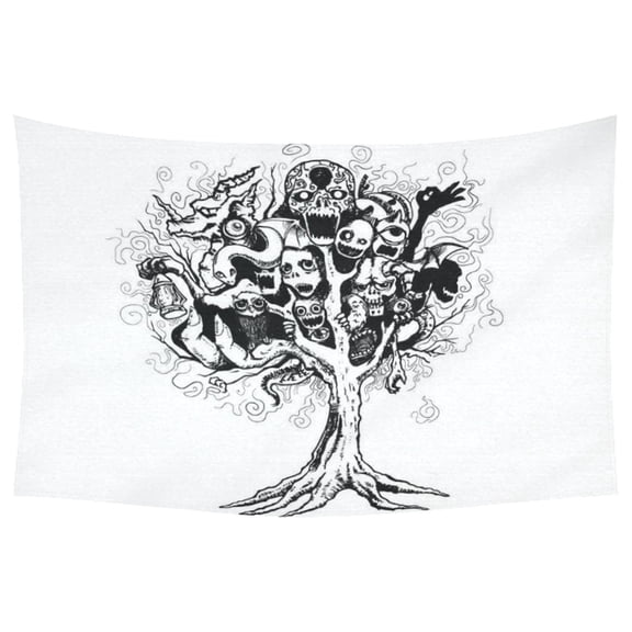 PHFZK Tree of Life Wall Art Home Decor, Skull Ghost Tapestry Wall Hanging 40 X 60 Inches