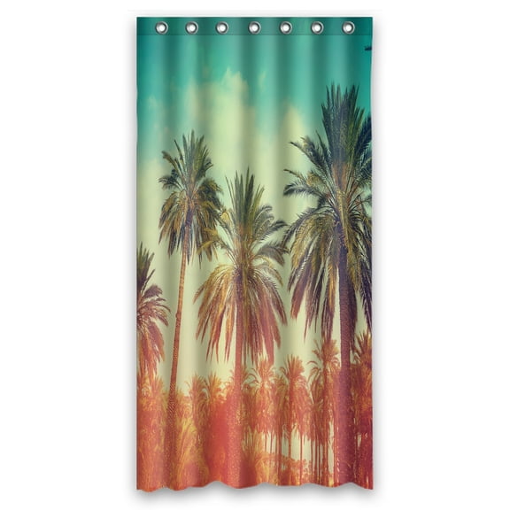 PHFZK Tropical Seacape Shower Curtain, Palm Trees against Sky at Sunset Light Polyester Fabric Bathroom Shower Curtain 36x72 inches