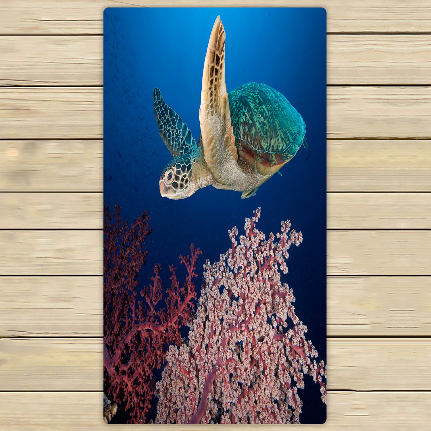 PHFZK Underwater Ocean Animal Towel, Sea Turtle at the Coral Reef Hand