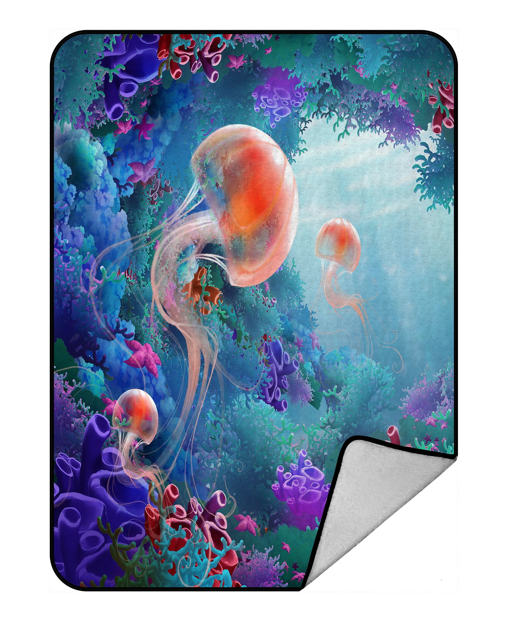 PHFZK Underwater World Blanket, Tropcial Beach Sea Creature Jellyfish