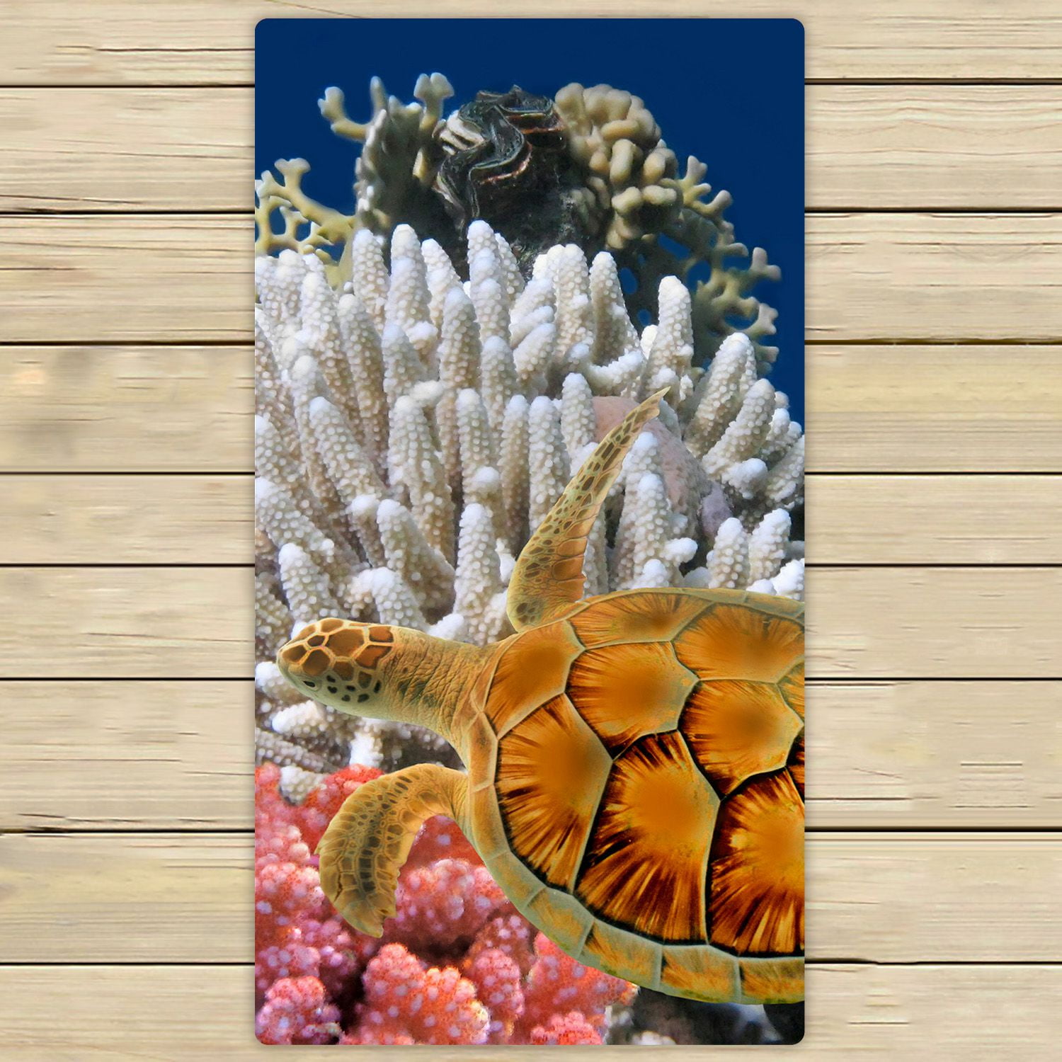 PHFZK Underwater World Towel, Sea Turtle and Coral Reef Hand Towel Bath