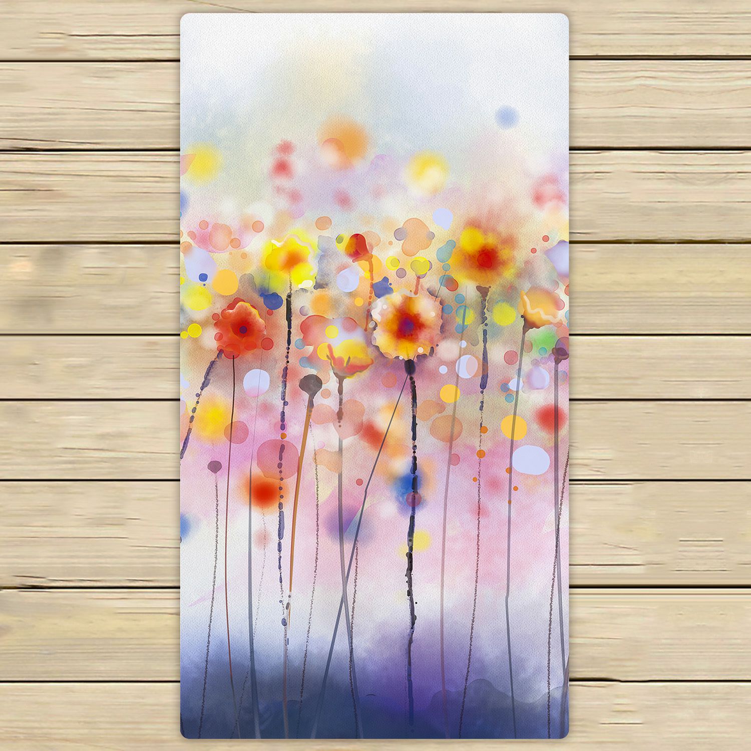 PHFZK Watercolor Flower Towel, Flowers in Soft Colors and Floral Design Blurred Style Hand Towel Bath Bathroom Shower Towels Beach Towel 30x56 inches - image 1 of 3