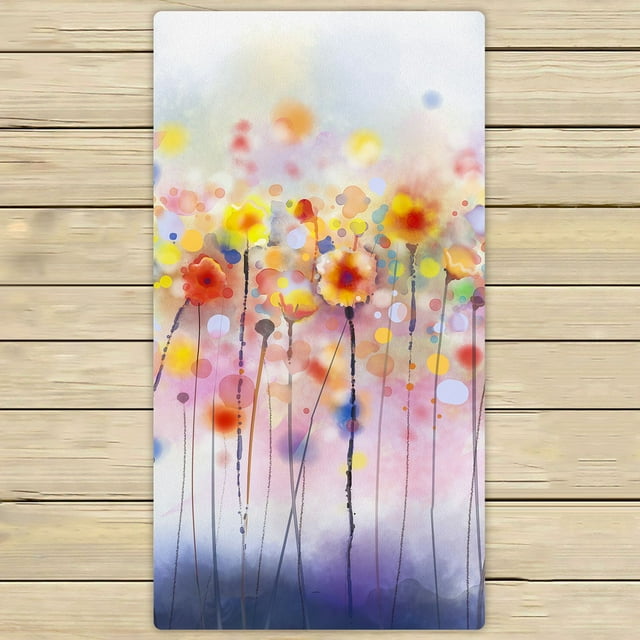 PHFZK Watercolor Flower Towel, Flowers in Soft Colors and Floral Design Blurred Style Hand Towel Bath Bathroom Shower Towels Beach Towel 30x56 inches