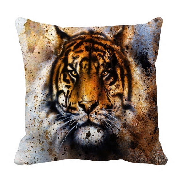 PHFZK Watercolor Pillow Case, Tiger Spirit Pillowcase Throw Pillow Cushion Cover Two Sides Size 18x18 inches
